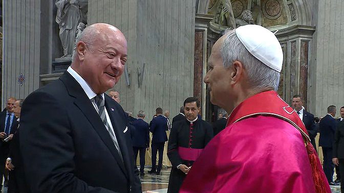 Papst Leo XIV. und Bundeskanzler Christian Stocker